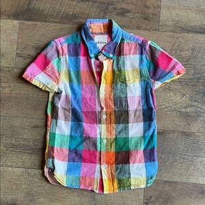 Mini Boden Colorful Plaid Button Down Shirt